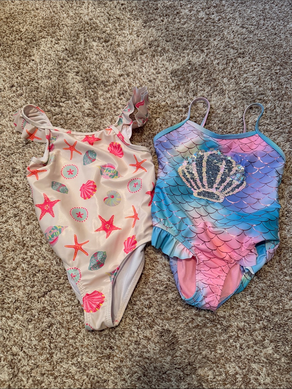 Girls One-Piece Swimsuit Bundle - Seashell & Mermaid